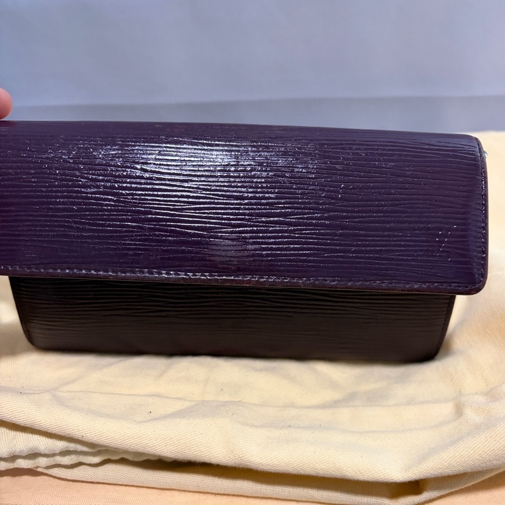 LV Louis Vuitton RARE Cassis Purple & Magenta Epi Leather long wallet.